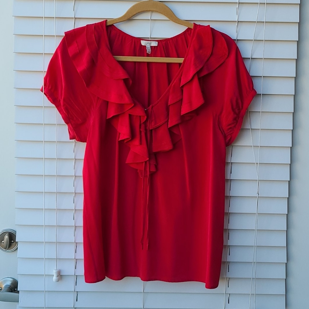 Joie silk ruffle blouse, size Med